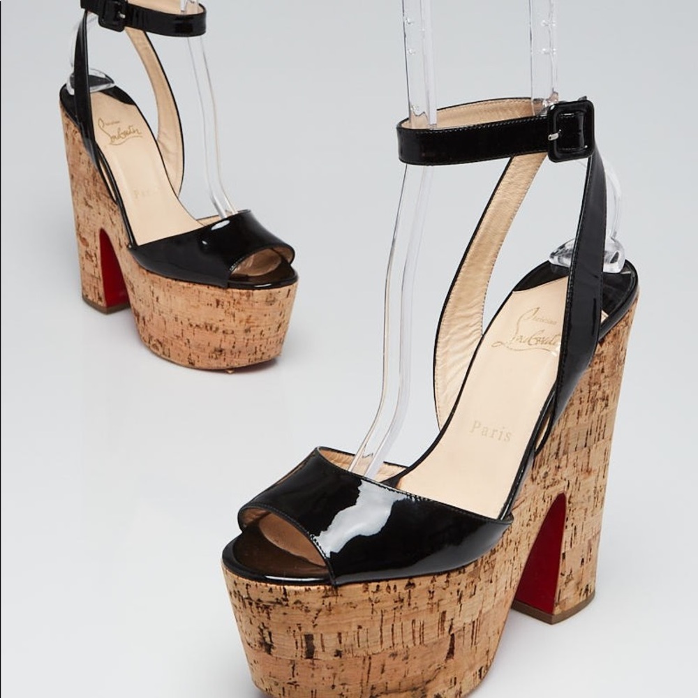 Christian Louboutin Black and Tan Platform Heels